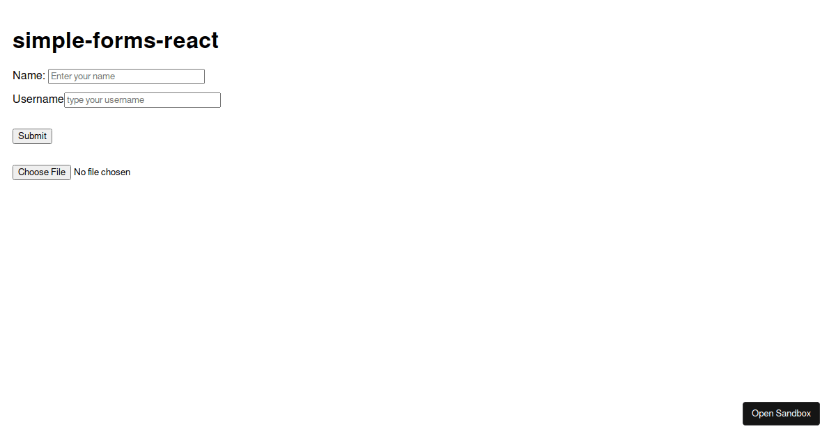 Form example codesandbox