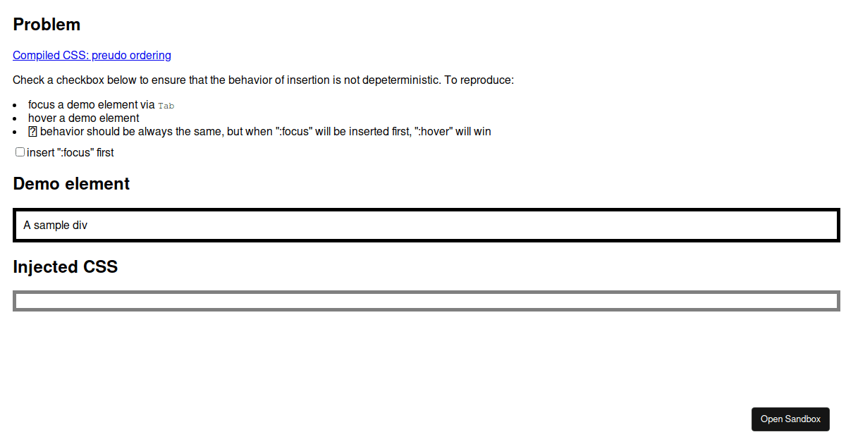CSS pseudo order - Codesandbox
