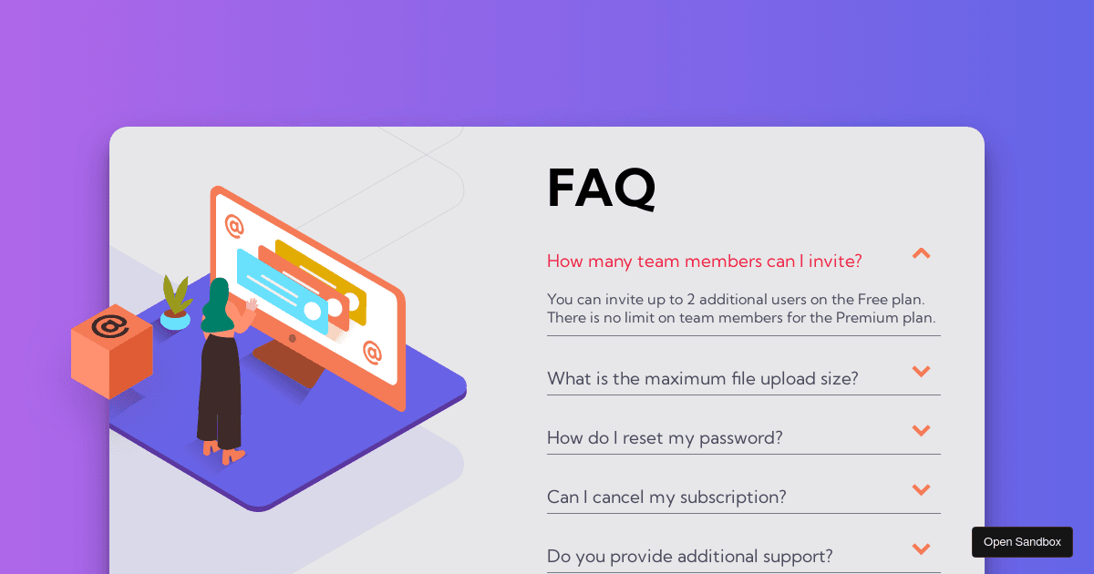 FAQ component - Codesandbox