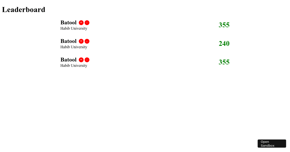 Leaderboard Codesandbox leaderboard-codesandbox
