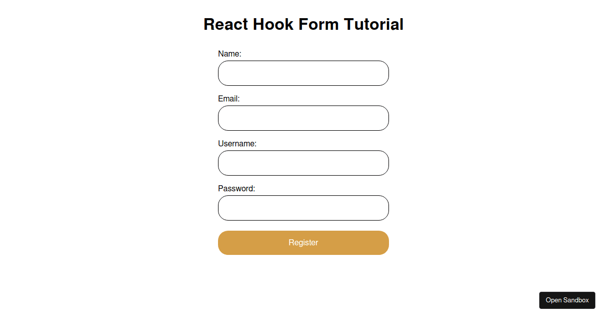 React Hook Form Tut (forked) - Codesandbox
