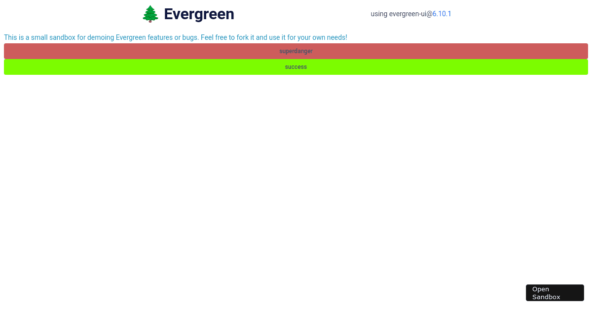 Evergreen Custom Theme Example - Codesandbox