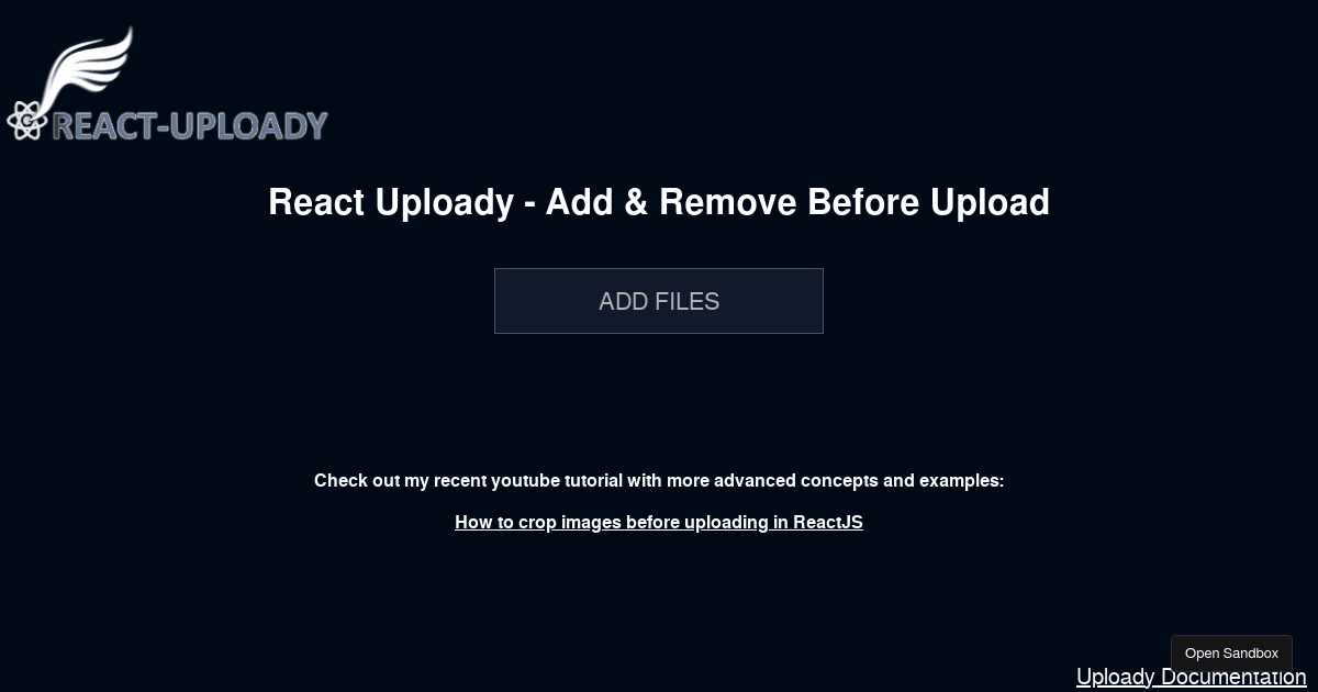 react-uploady - add and remove before upload (forked) - Codesandbox