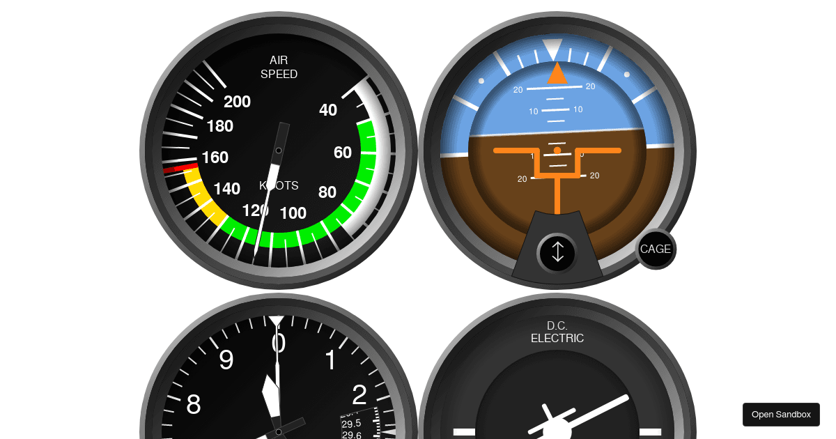 six-pack-flight-instruments - Codesandbox