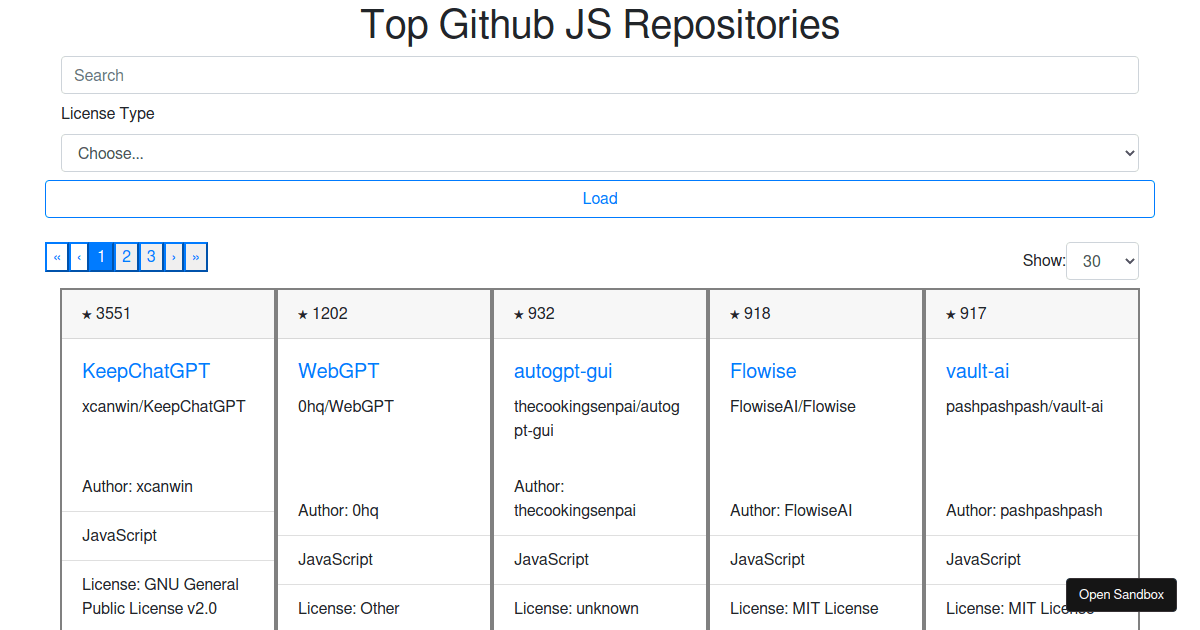 github-js-repositories-finder - Codesandbox