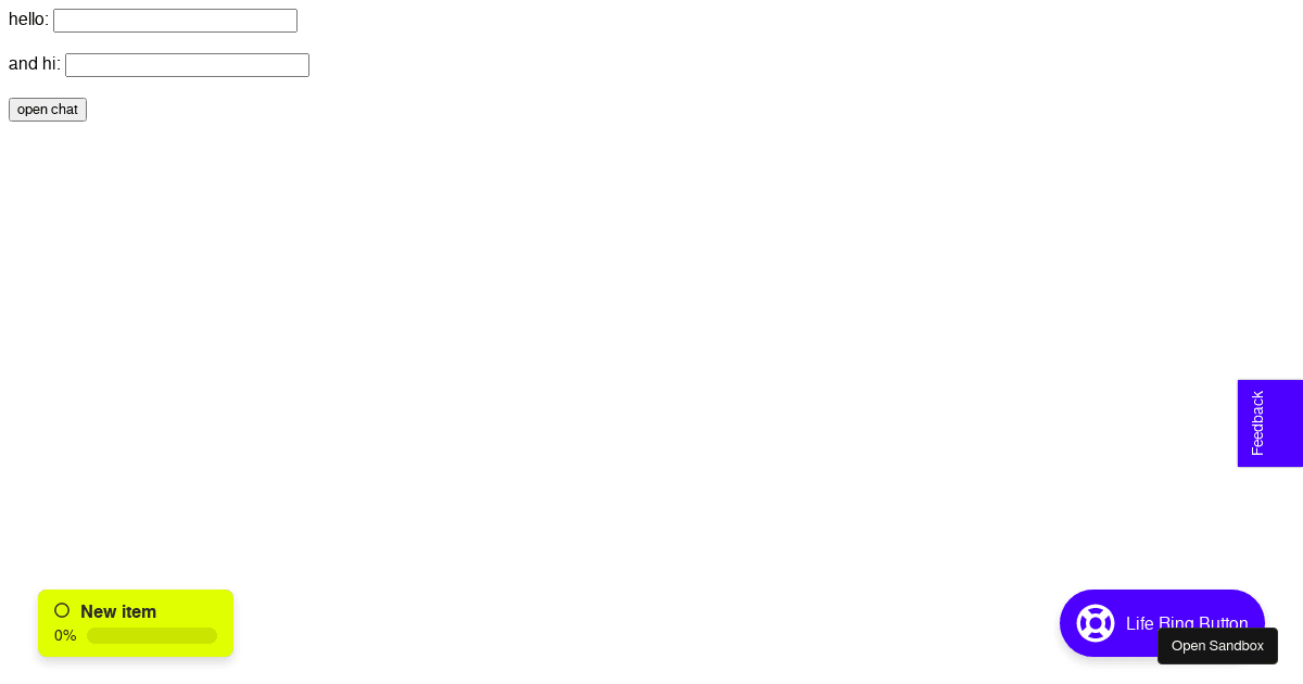 open chat from form submit - Codesandbox