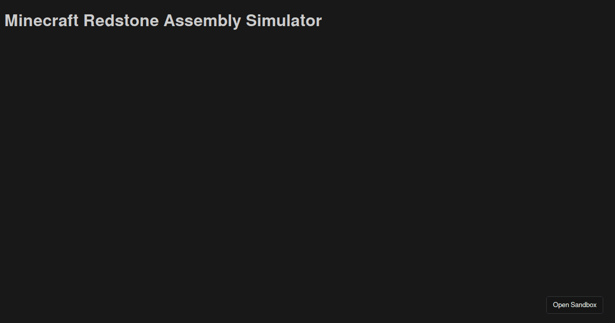 Redstone Assembly Code Simulator Codesandbox