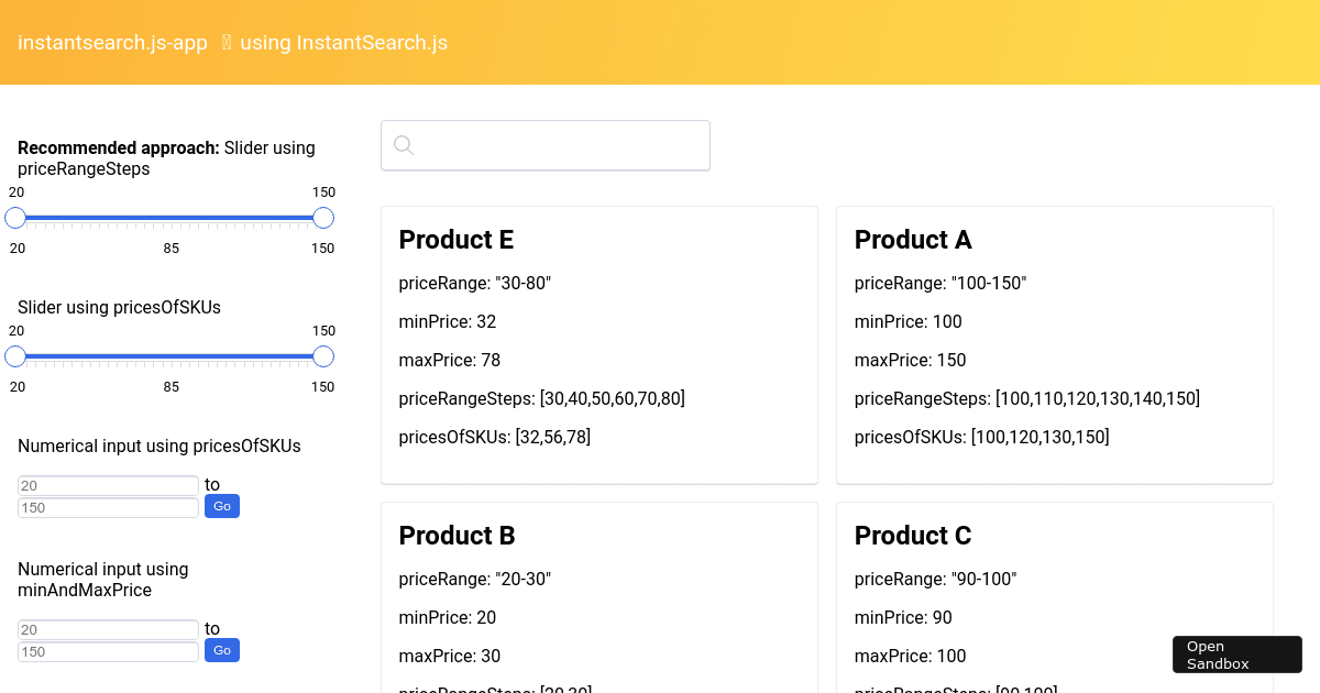 Price Range Slider - Codesandbox