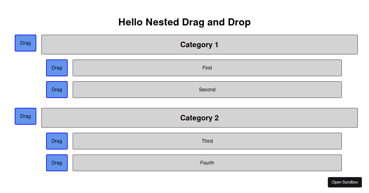 react-beautiful-dnd nested example (forked) - Codesandbox