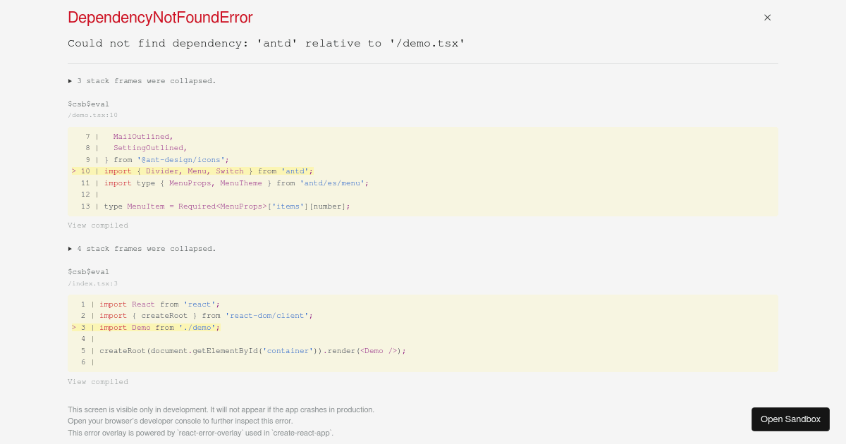 Switch the menu type - antd@undefined - Codesandbox