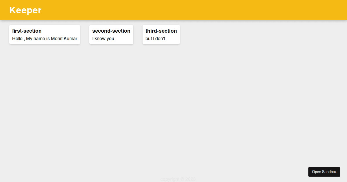 keeper app project part1 - Codesandbox