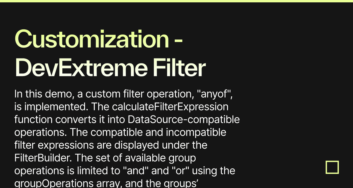 Customization - DevExtreme Filter Builder - Codesandbox