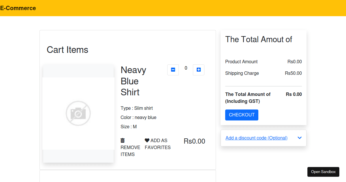 E-Commerce By JavaScript - Codesandbox