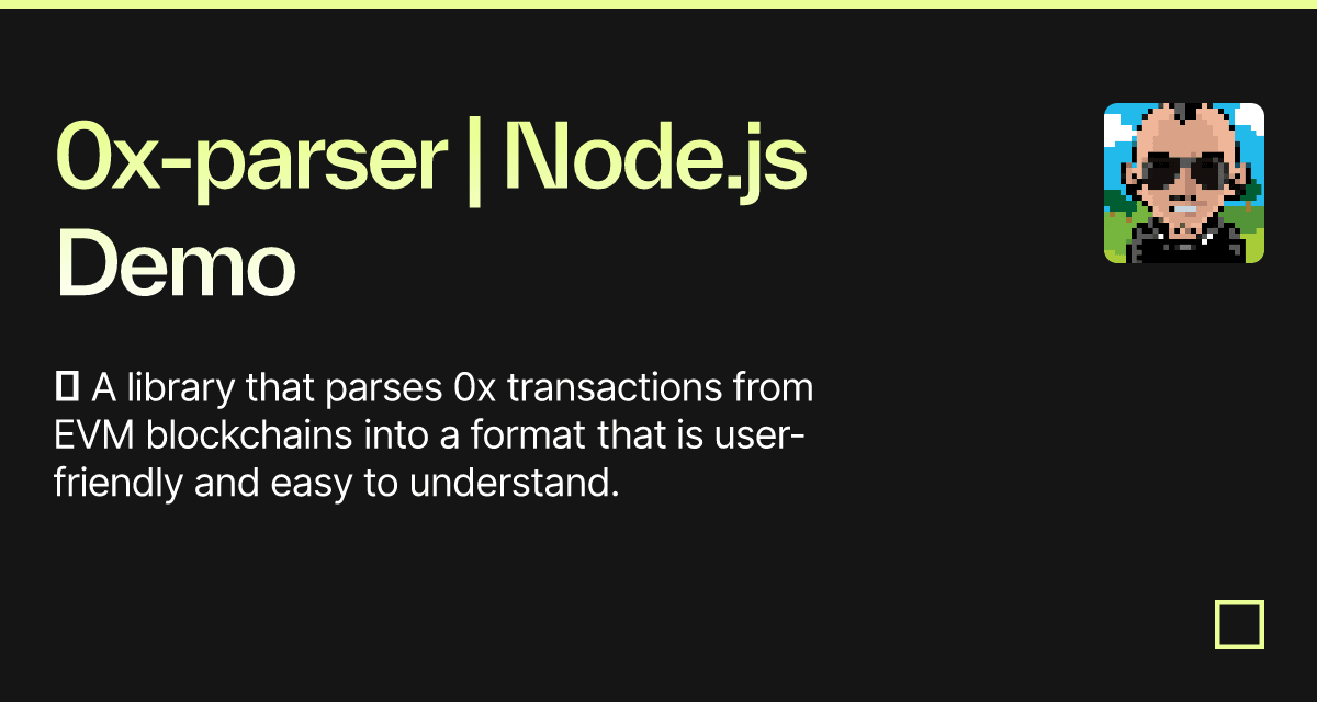 0x-parser | Node.js Demo - Codesandbox