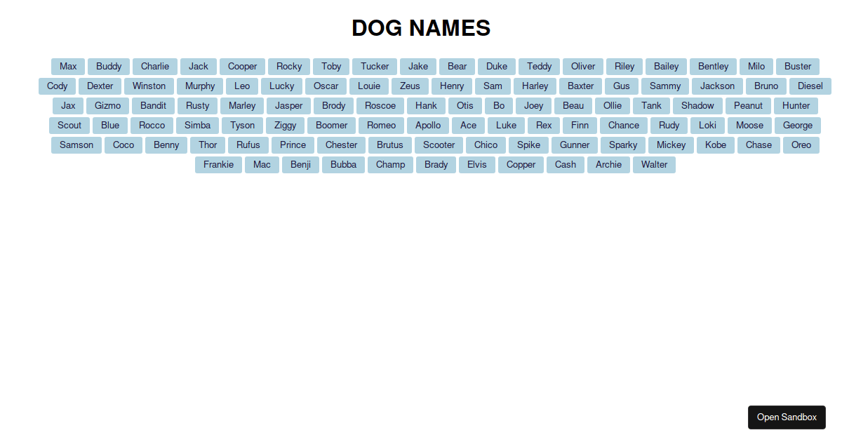 dog names - Codesandbox