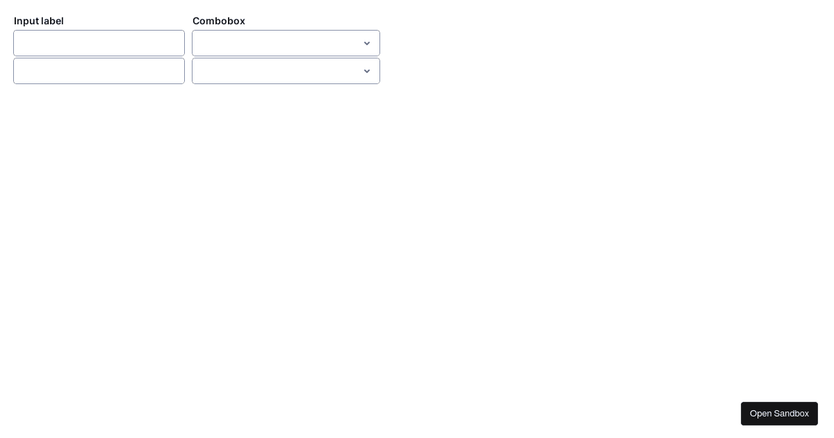 Input and Combobox with visually hidden labels - Codesandbox