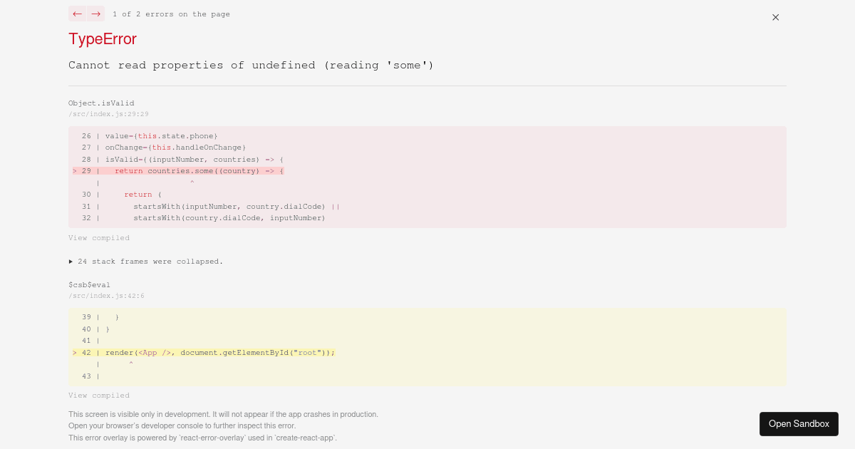 React Phone Input (forked) - Codesandbox