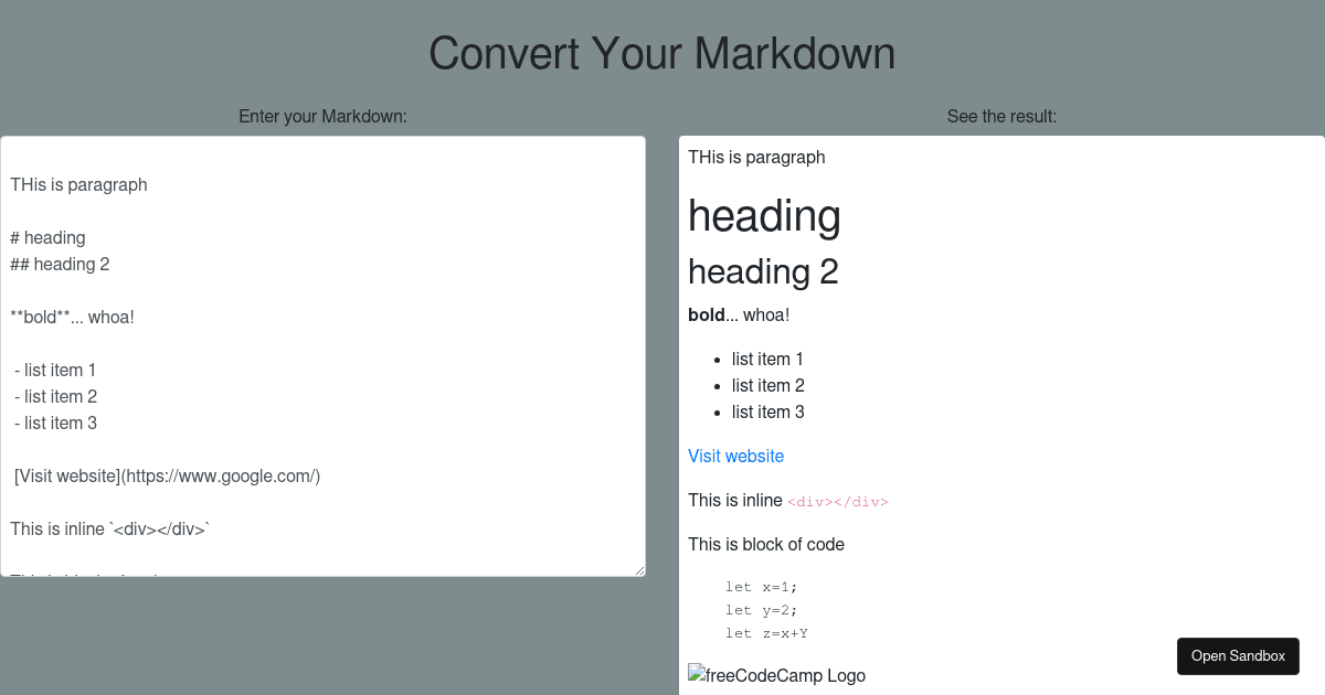 Markdown Previewe - Codesandbox