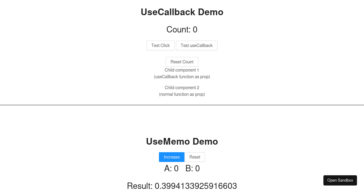 useMemo & useCallback (forked) - Codesandbox