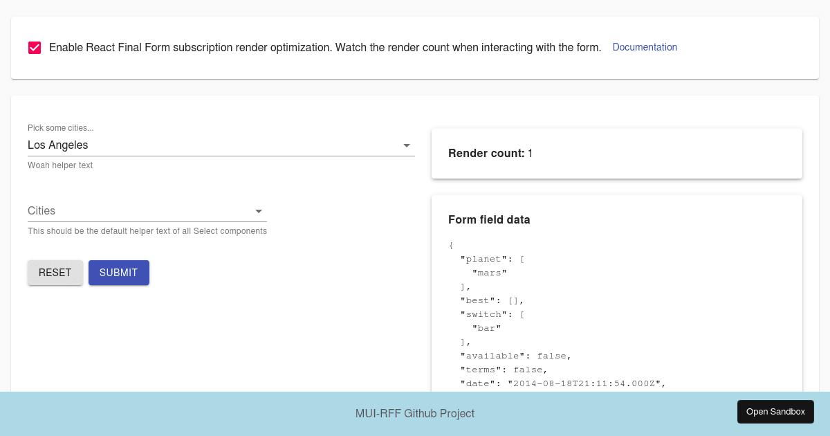 🏁React Final Form - Material-UI Example (forked) - Codesandbox