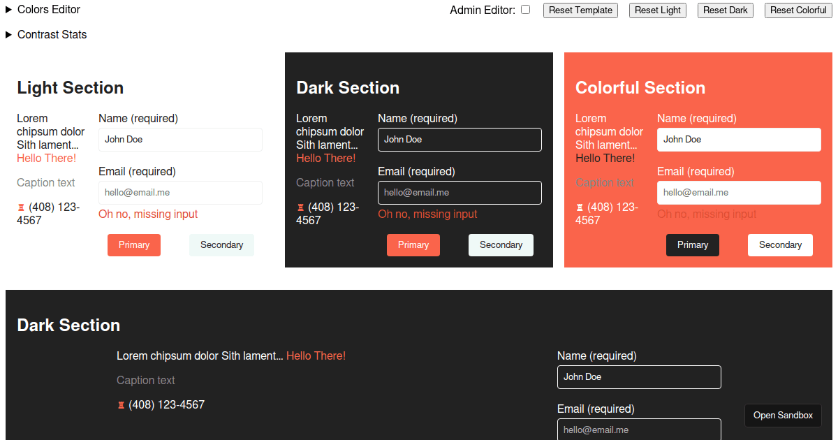Nested Section Presets - Codesandbox