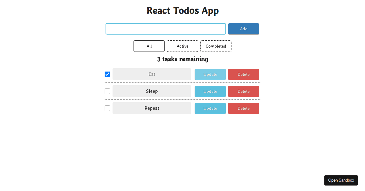 react-todos-app (forked) - Codesandbox