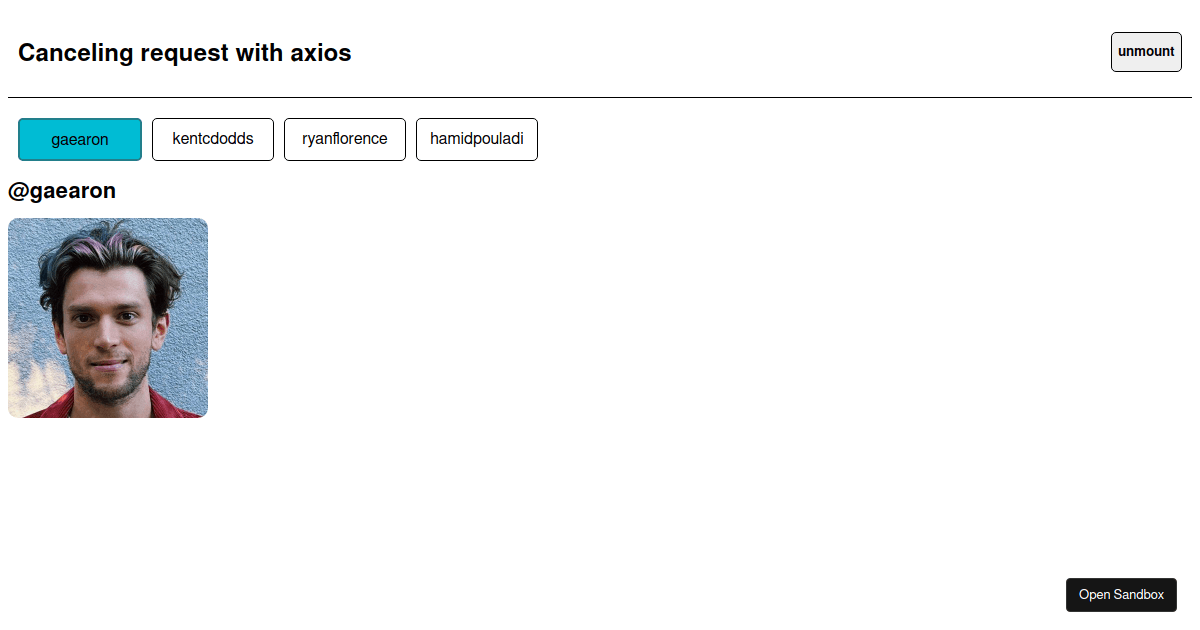 Canceling Request With useEffect And Axios - Codesandbox
