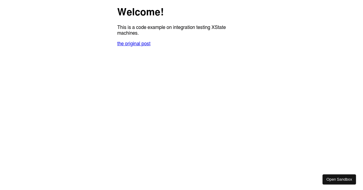 DavidOrchard/xstatemodeltestingloading Codesandbox