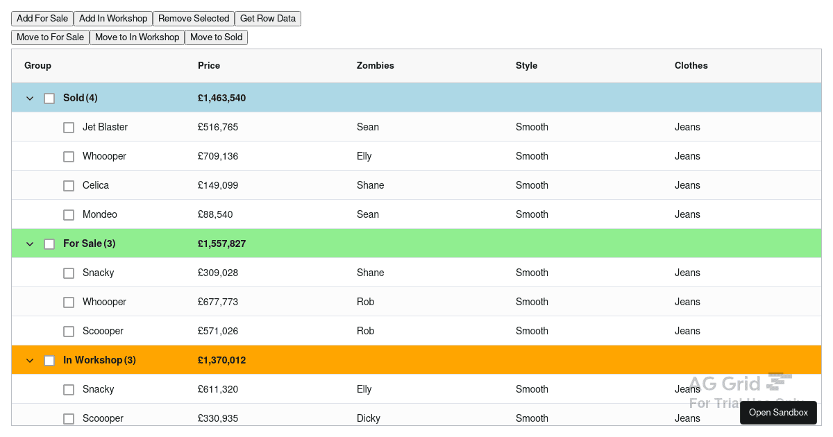ag-grid-packages - Codesandbox