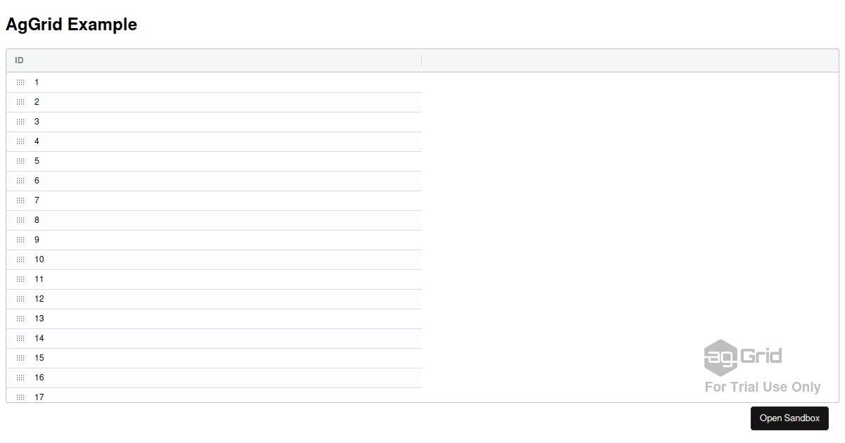 63963503 how to select row when drag start on ag grid react codesandbox