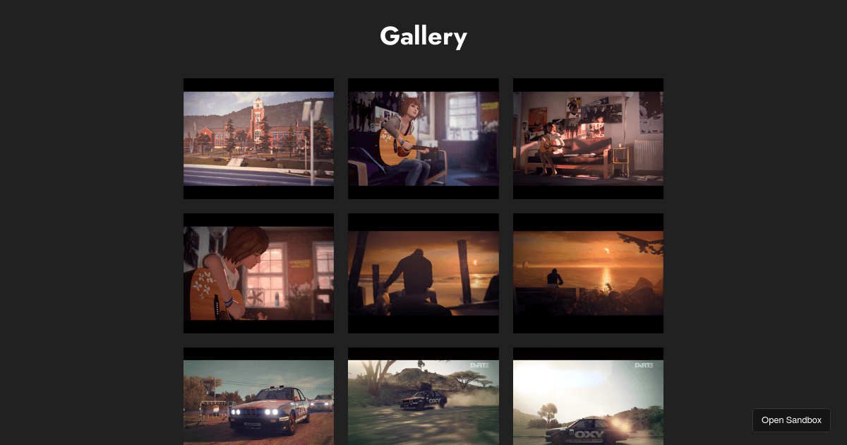 Image Gallery with overlay effect/animation - Codesandbox
