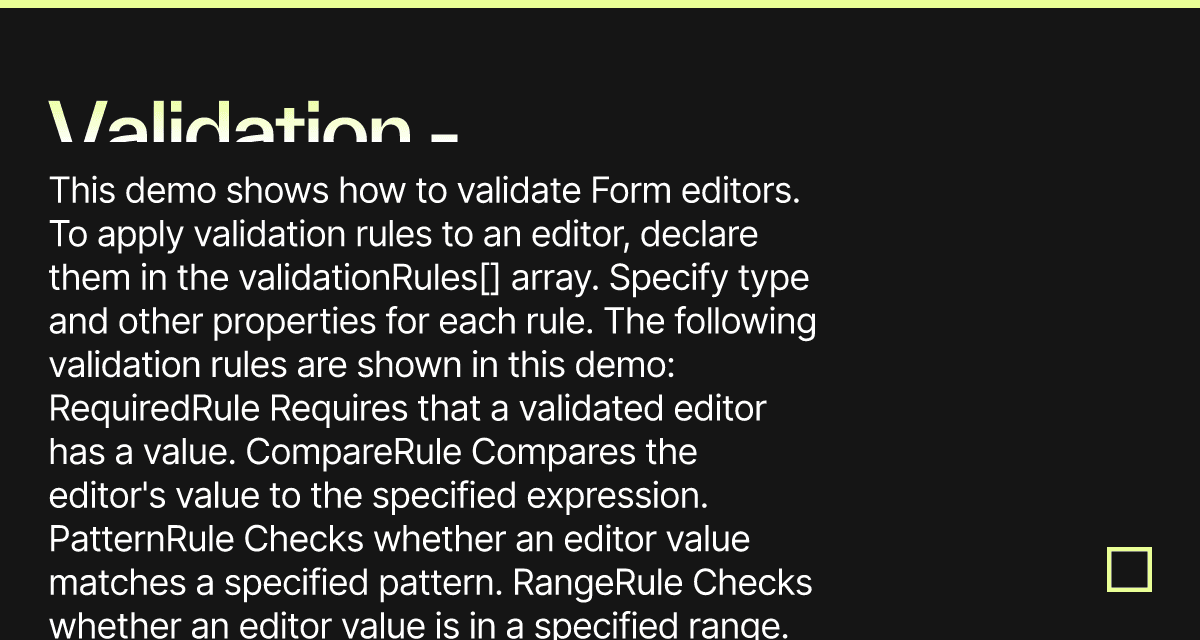 Validation - DevExtreme Form - Codesandbox