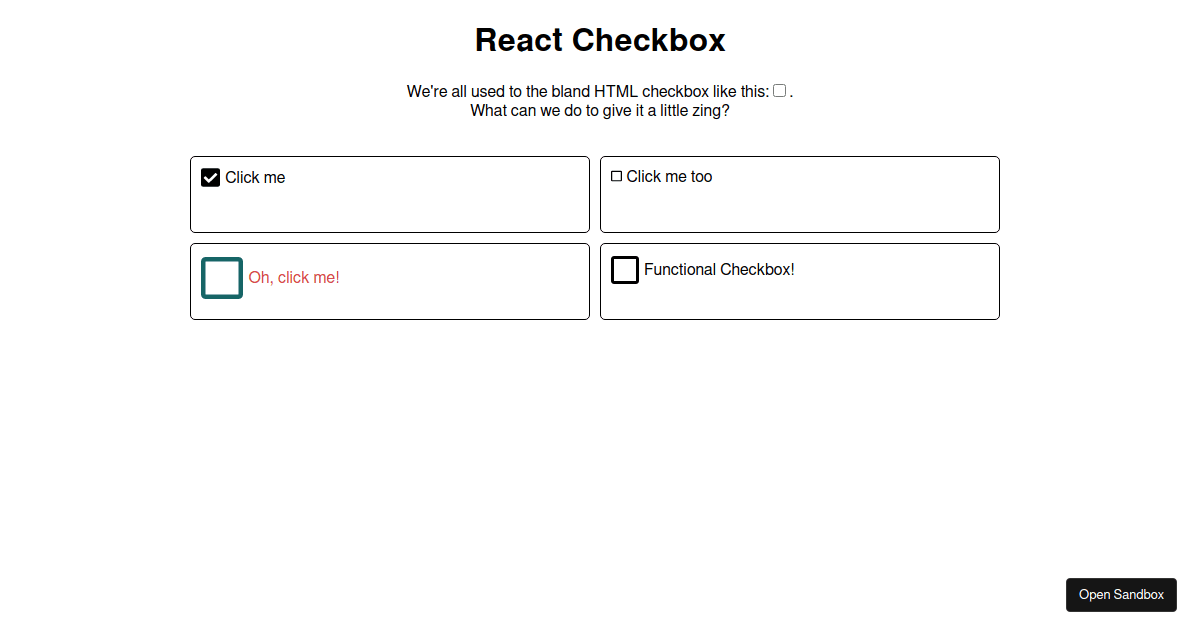 React Checkbox - Codesandbox