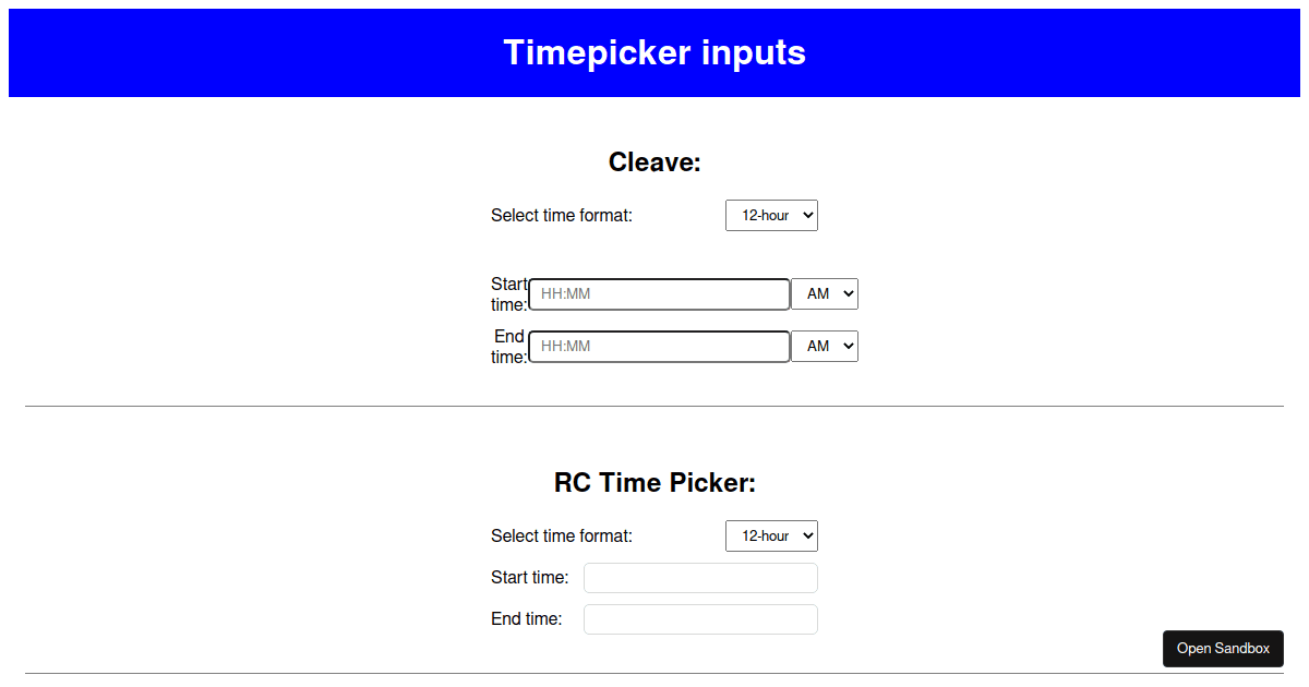 React-TS Time Input Sandbox (forked) - Codesandbox