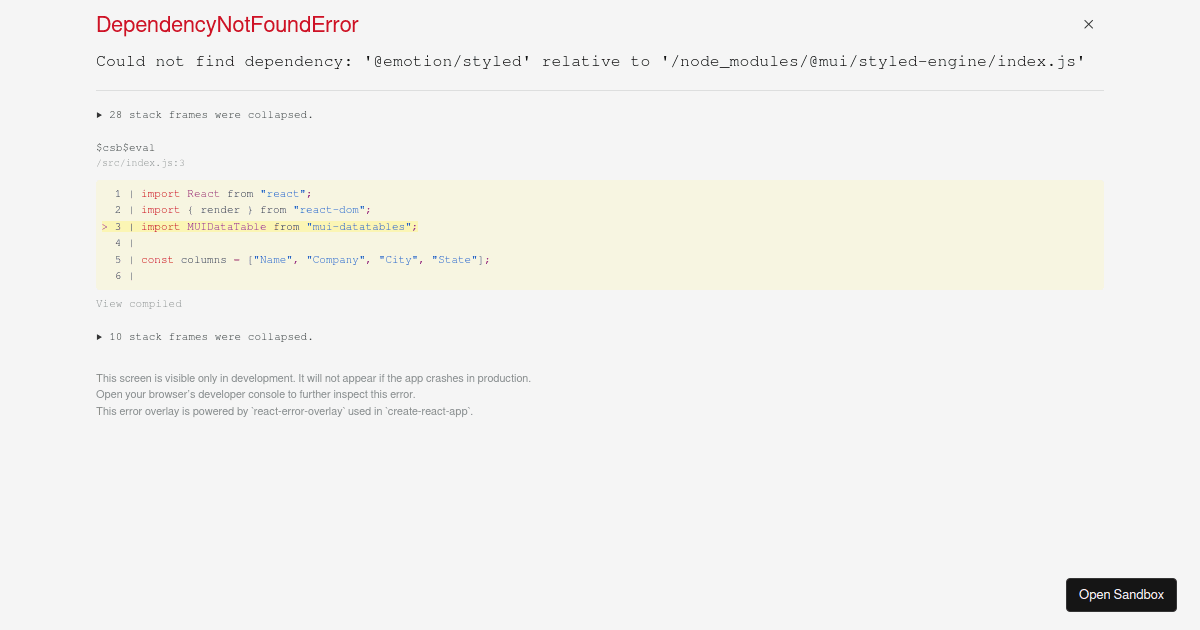 Mui DataTable for React (forked) - Codesandbox