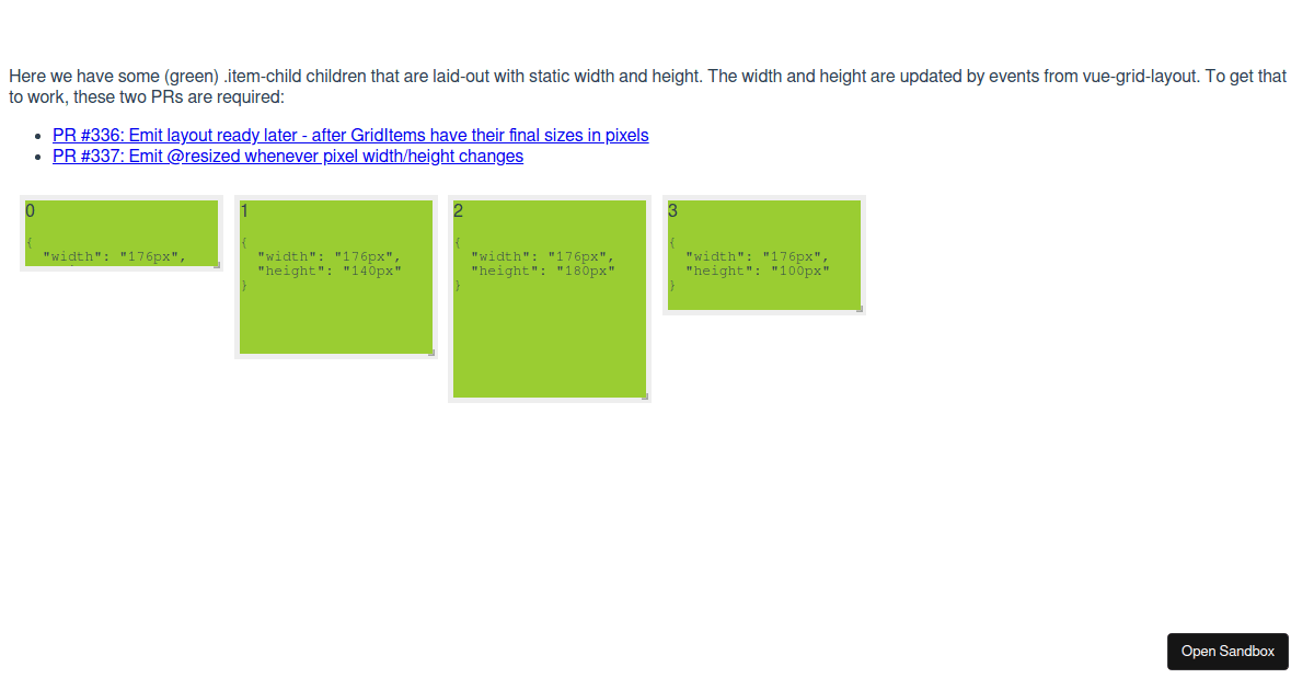 vue grid layout static width height Codesandbox