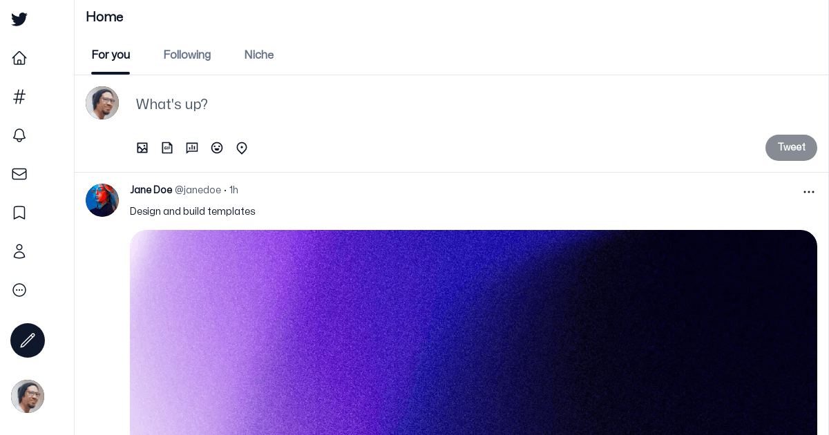twitter ui practise - Codesandbox
