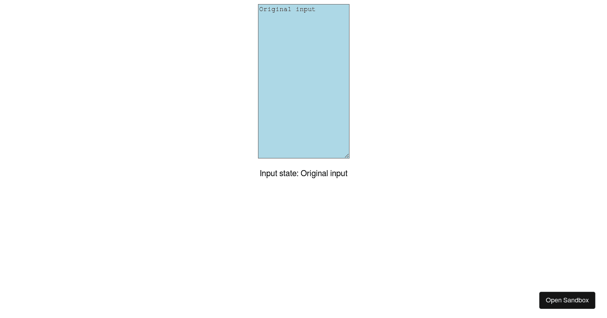 react textarea callback on blur (forked) - Codesandbox