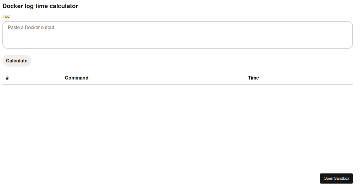 dockerlogcalculator Codesandbox