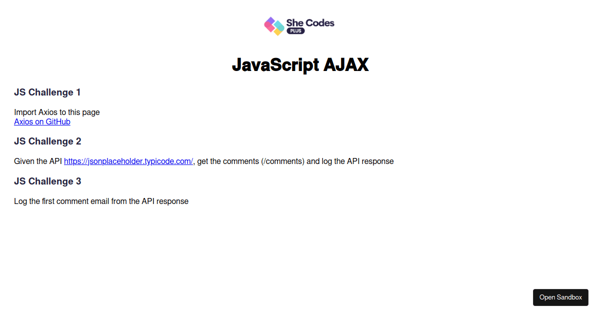 JavaScript AJAX - Codesandbox