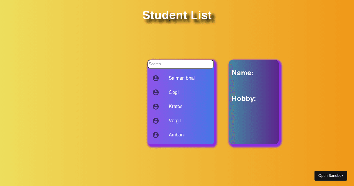 Student List (forked) - Codesandbox