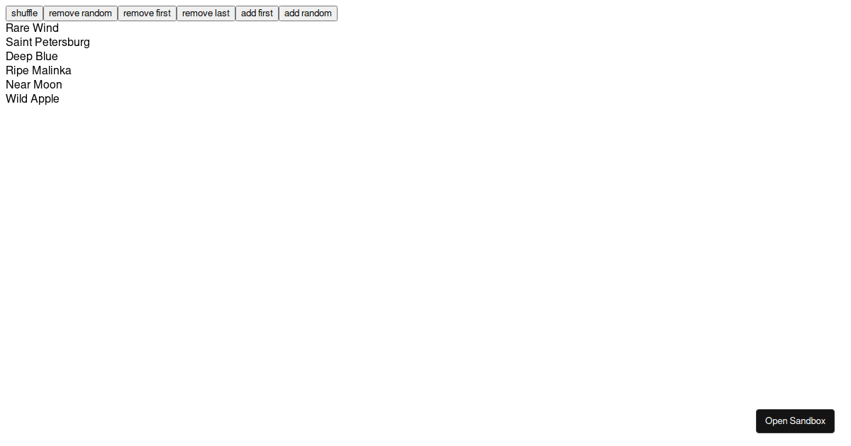 animated list order example with react-spring (forked) - Codesandbox