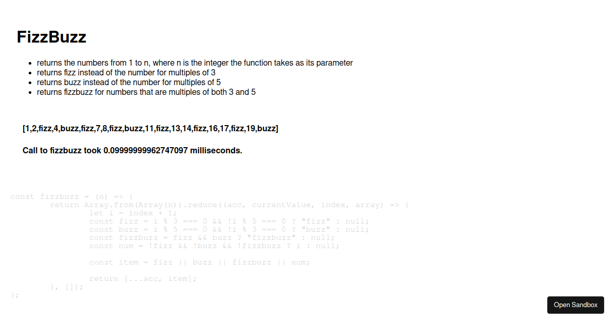 Fizzbuzz - Codesandbox