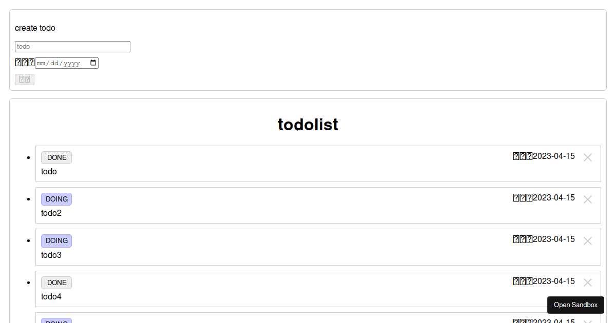 TodoList by React with TypeScript - Codesandbox