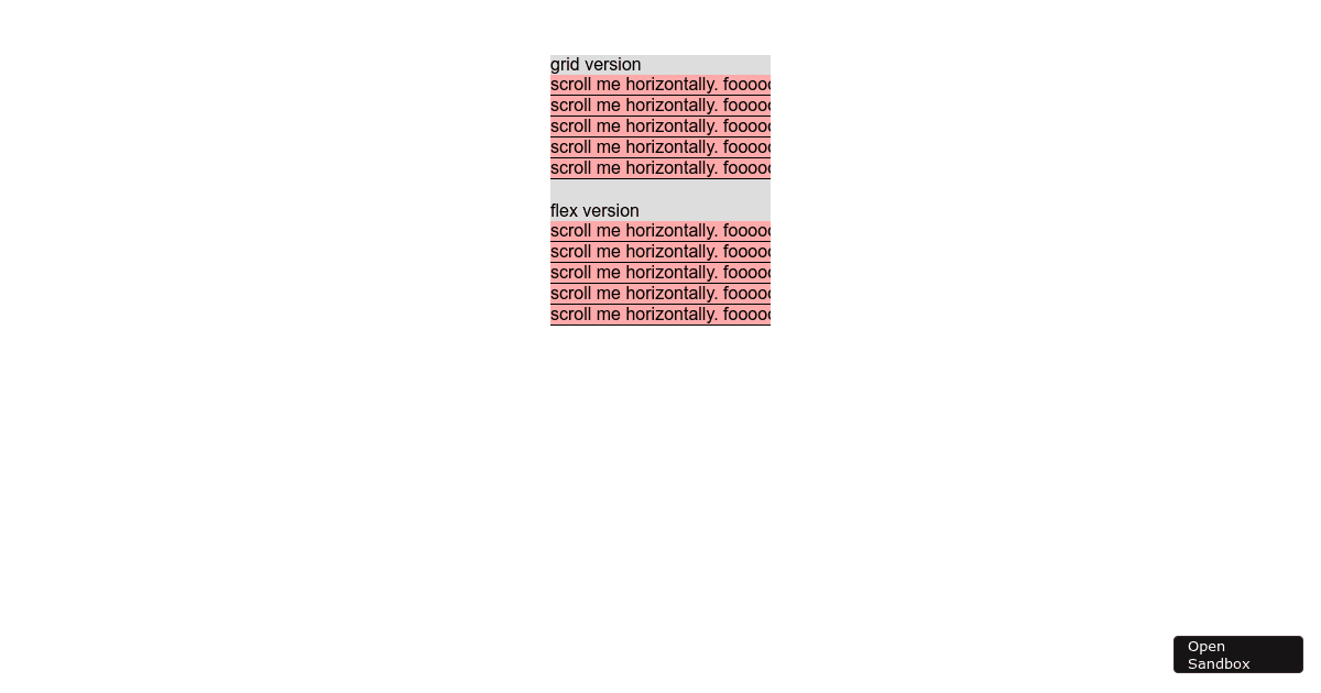 Difference of child width between grid and flex when scrolling
