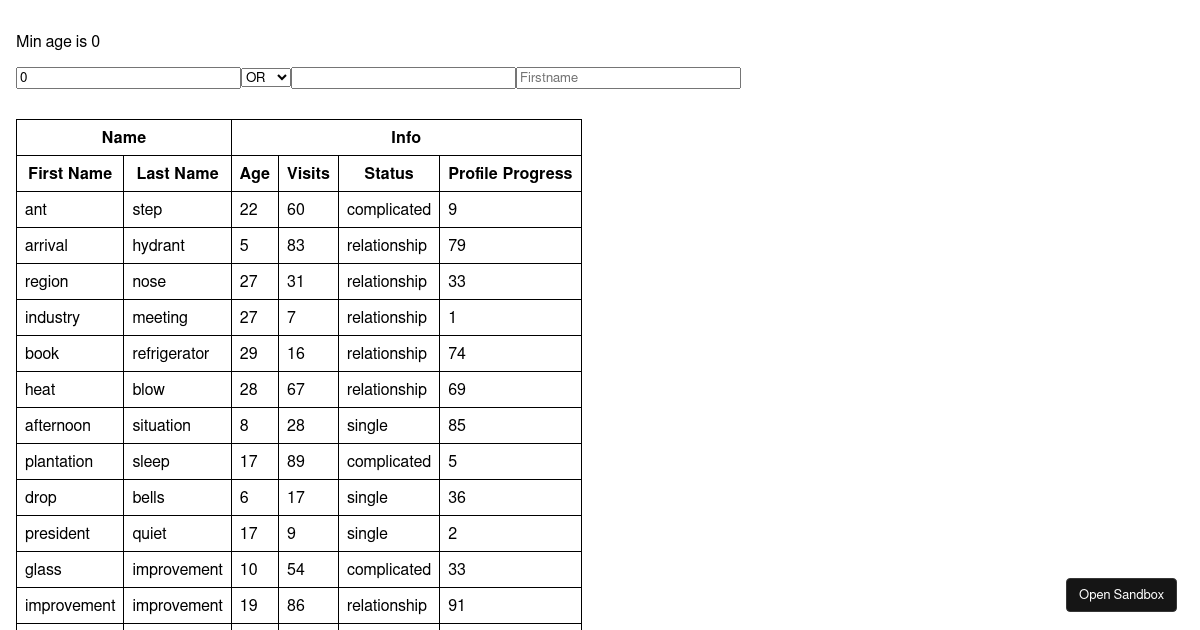 react-table filter outside table (forked) - Codesandbox