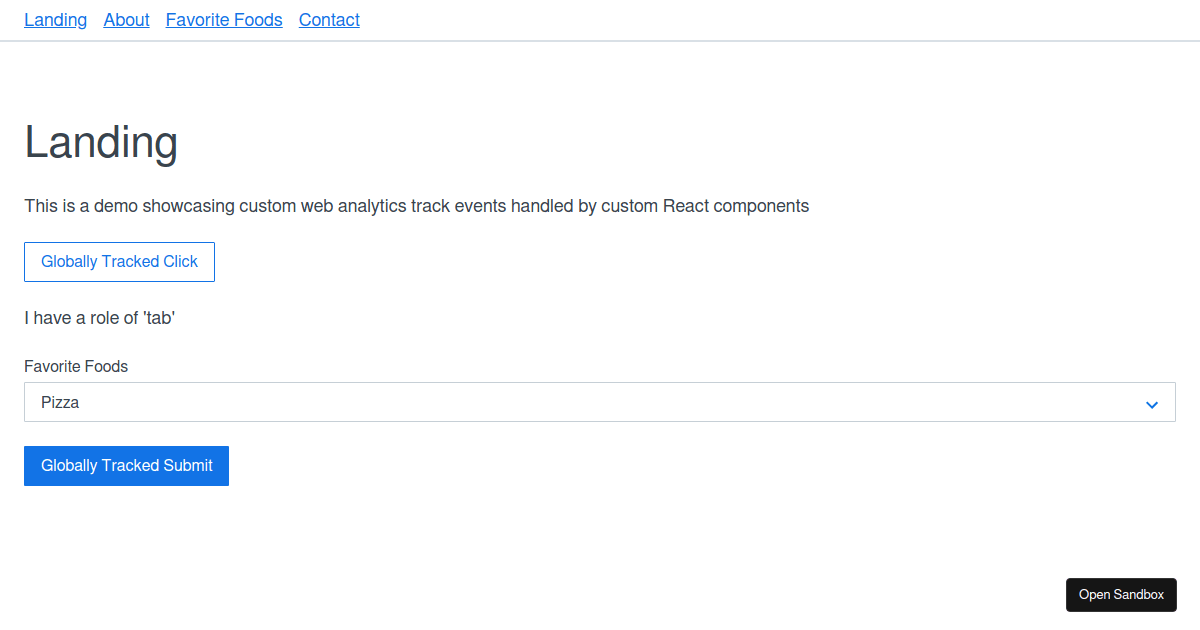 Custom Components and Helpers for Analytics Tracking - Codesandbox