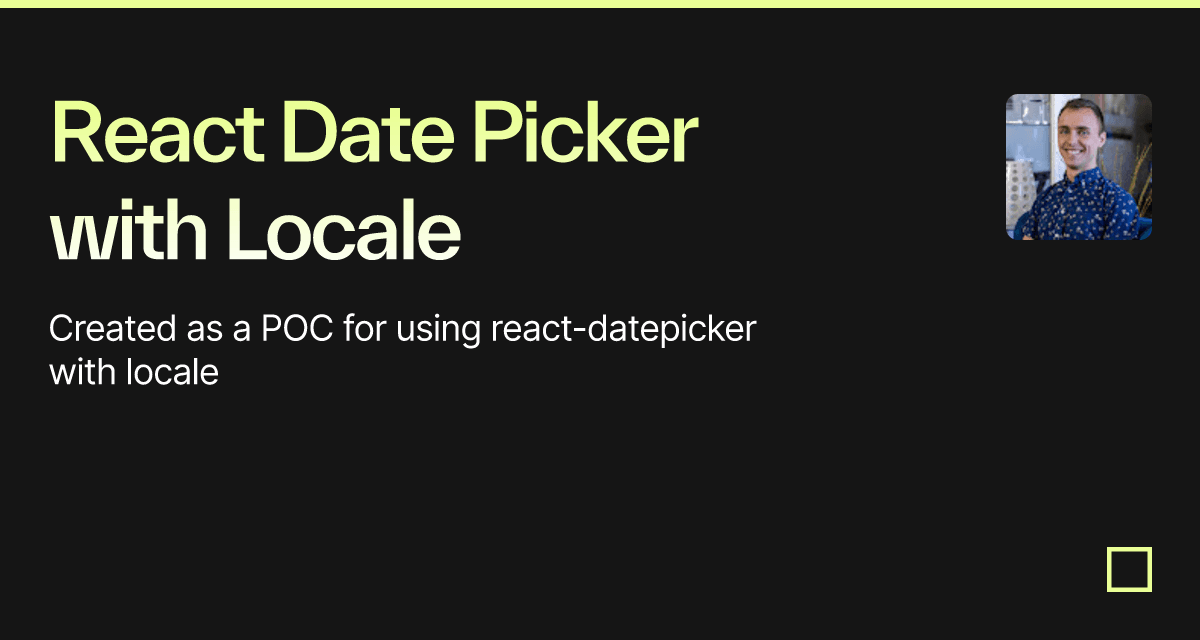 React Date Picker with Locale - Codesandbox