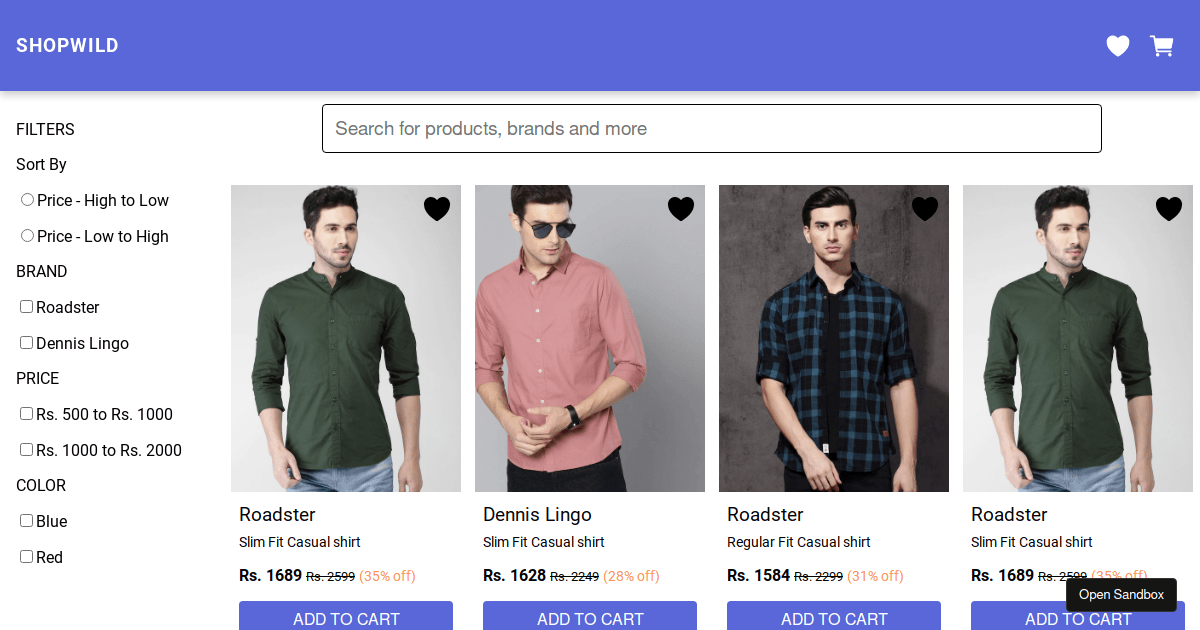 eCommerce (forked) - Codesandbox