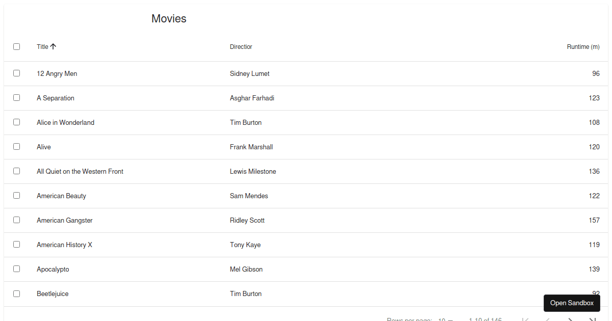 React Data Table Component | Typescript - Codesandbox